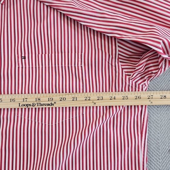 Tommy Hilfiger Shirt Men's XXL Red White Stripe LS Button-Down Vintage EUC LN - Picture 11 of 16